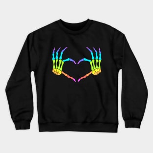 Rainbow Skeleton Hands in a Heart-Shape Crewneck Sweatshirt